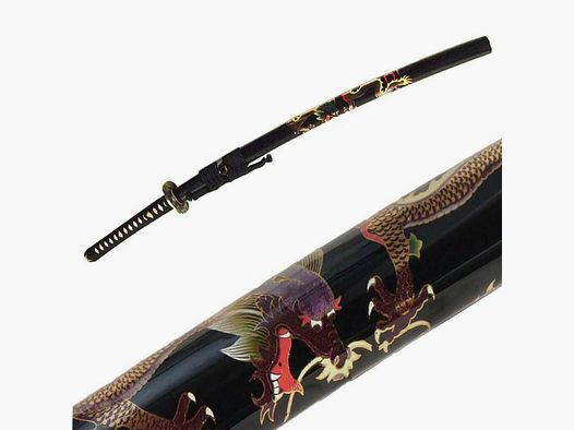 DerShogun Drachen Katana Samuraischwert - Damaszener Stahl - verzierte Saya