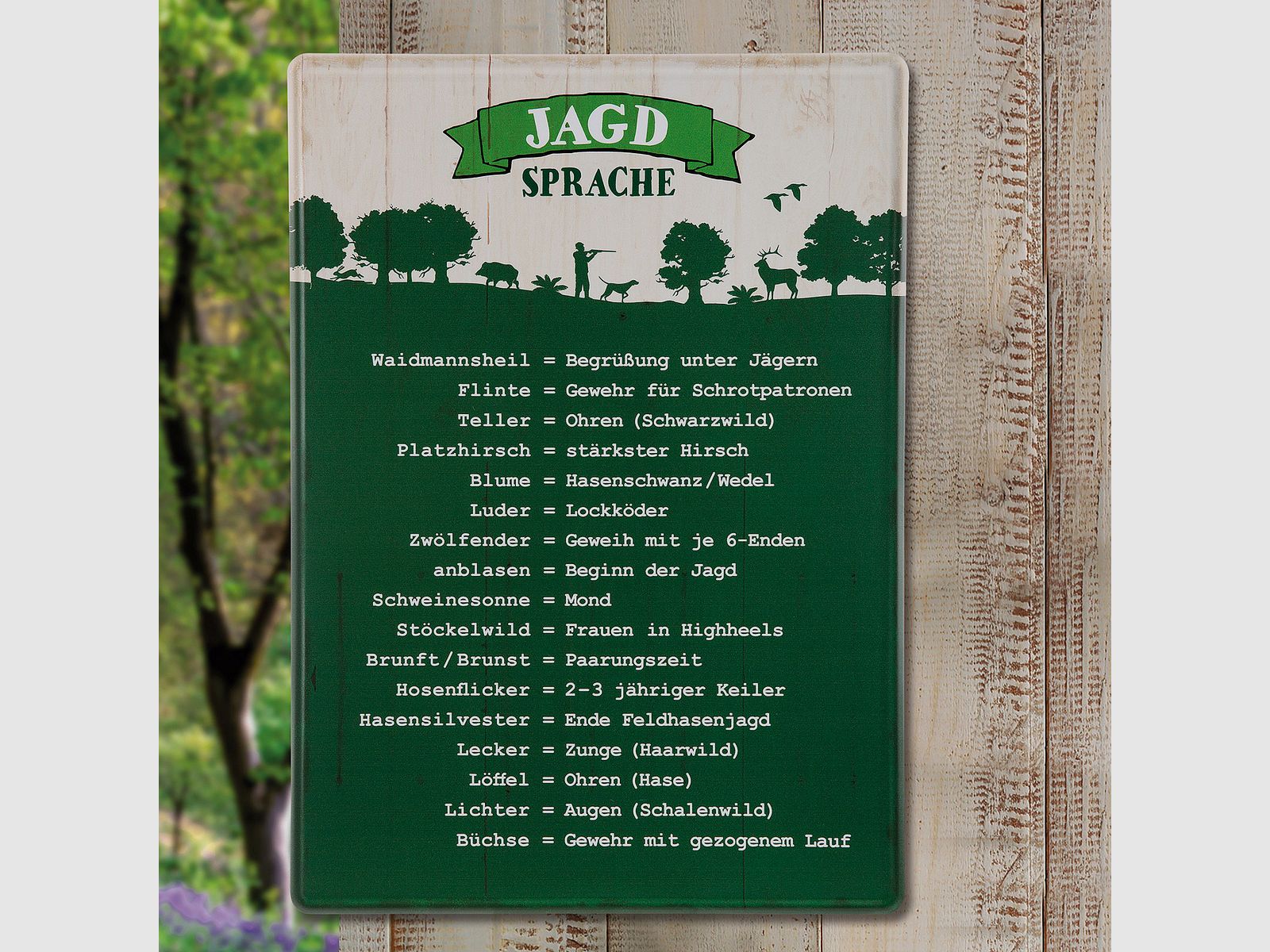 Metallschild ''Jägersprache''