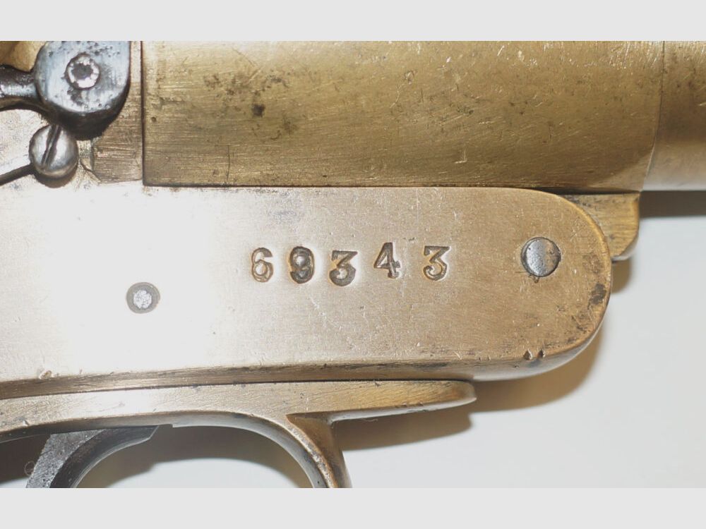 Cogswell & Harrison flare gun, Cogswell & Harrison, brass barrel and housing, small defect (spring break)