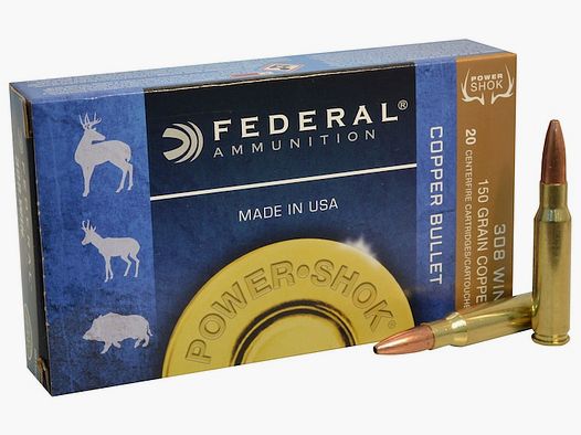 Federal Power-Shok .308 Win. 150GR Copper HP 20 cartridges