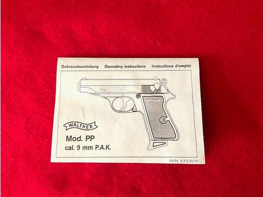 WALTHER PP 9MM PAK  GEBRAUCHSANLEITUNG