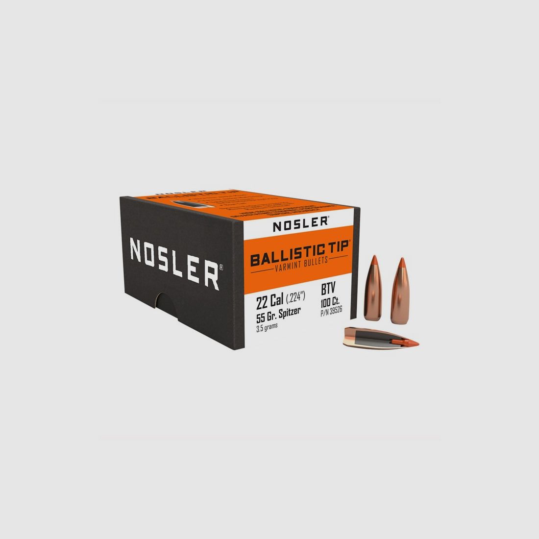 NOSLER 22 KALIBER (0,224″) 55GR SPITZER 100/BOX, zdjęcie 2 z 2
