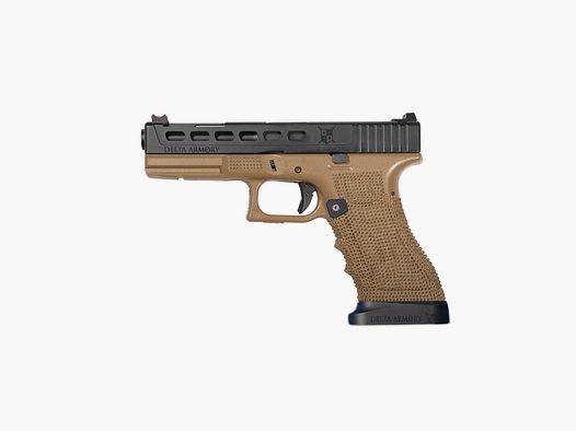 P06 GBB Airsoft Pistol con Grip Stippling in Tan | Delta Armory