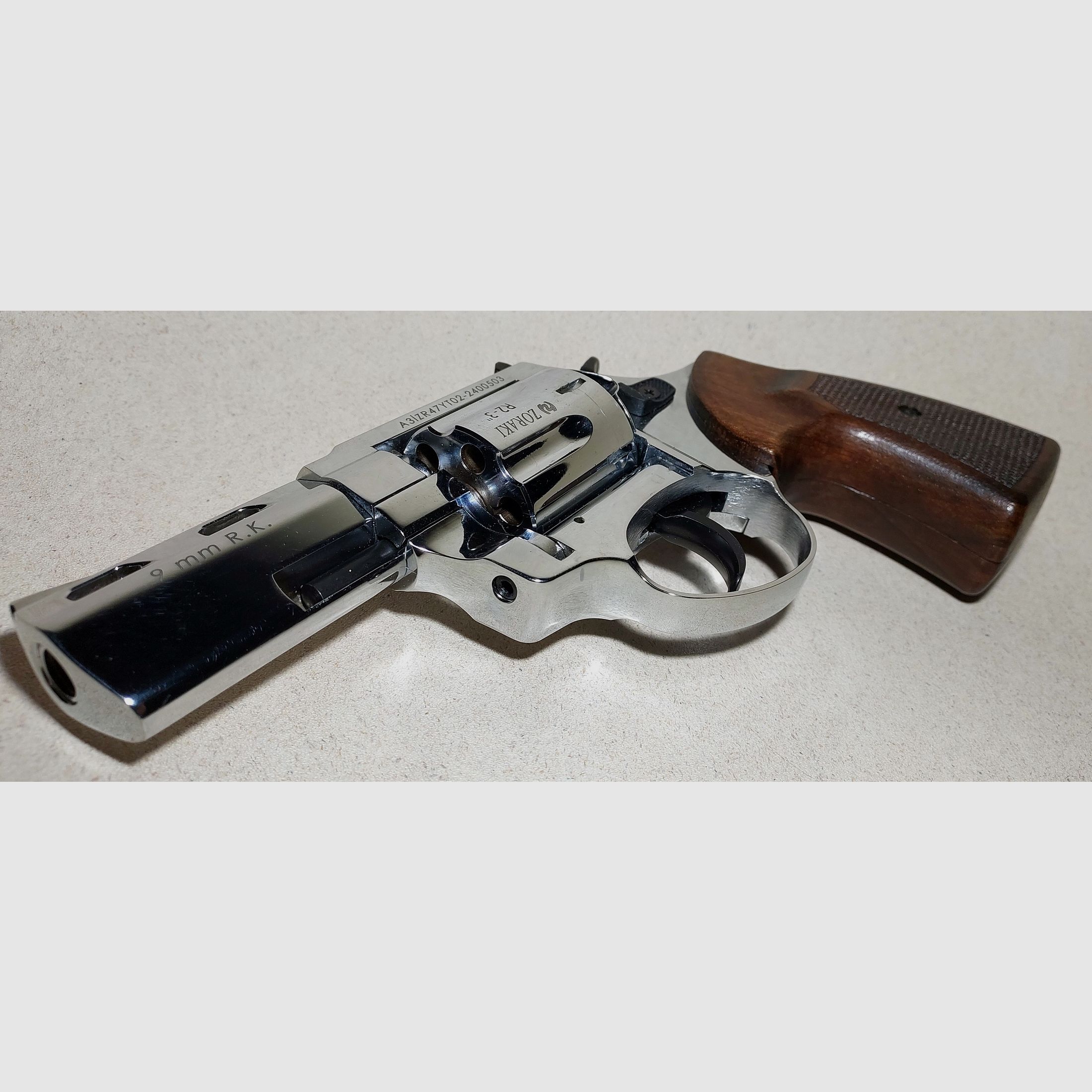 Zoraki R2 3 Zoll Schreckschuss Revolver (PTB 1107) Kal. 9mm R.K. Chrom Holzgriffe - NEUWERTIG!