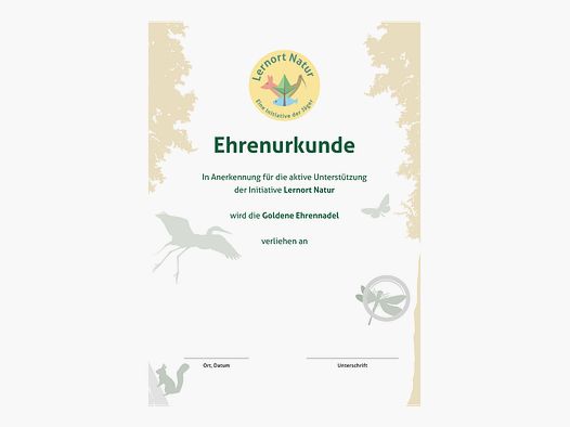 Lernort Natur-Urkunde Gold Anerkennung