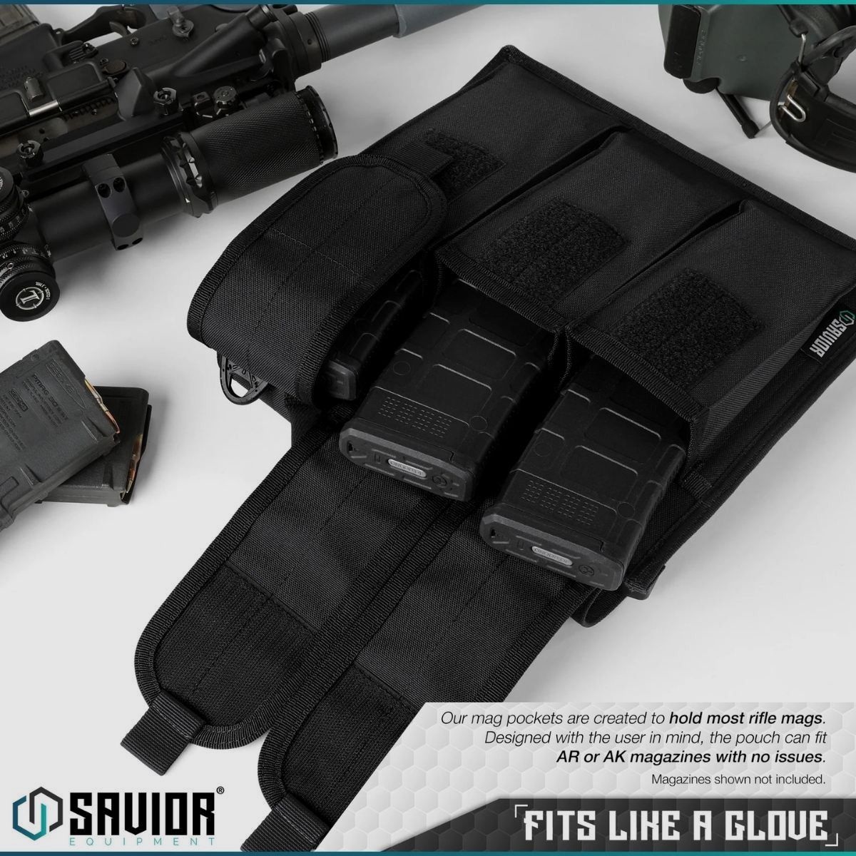 Savior – Rifle Magazine Pouch – 6 slots – Black – MP-RS-X6-ST-BK, image 3 of 6