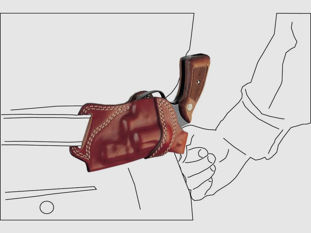 Revolver Rückenholster aus Leder 2,25" Ruger SP101 Schwarz Linkshänder