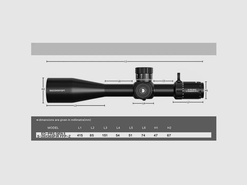 DISCOVERY OPTICS ED-PRS GEN 2 5-25X56SFIR FFP-MRAD riflescope no Kahles Vortex Sightron Nightforce Athlon