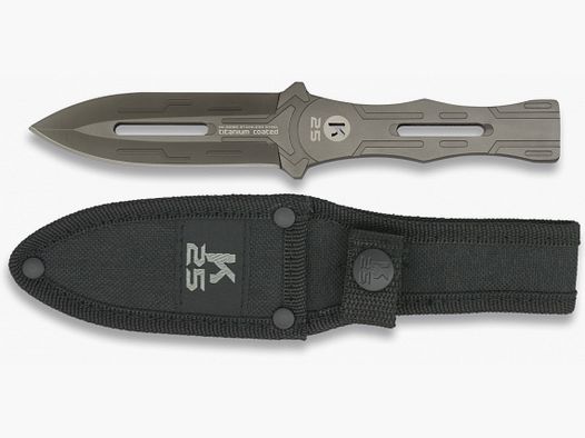 zwaar werpmes K25 Titanium Thrower 19cm 110g met hoes