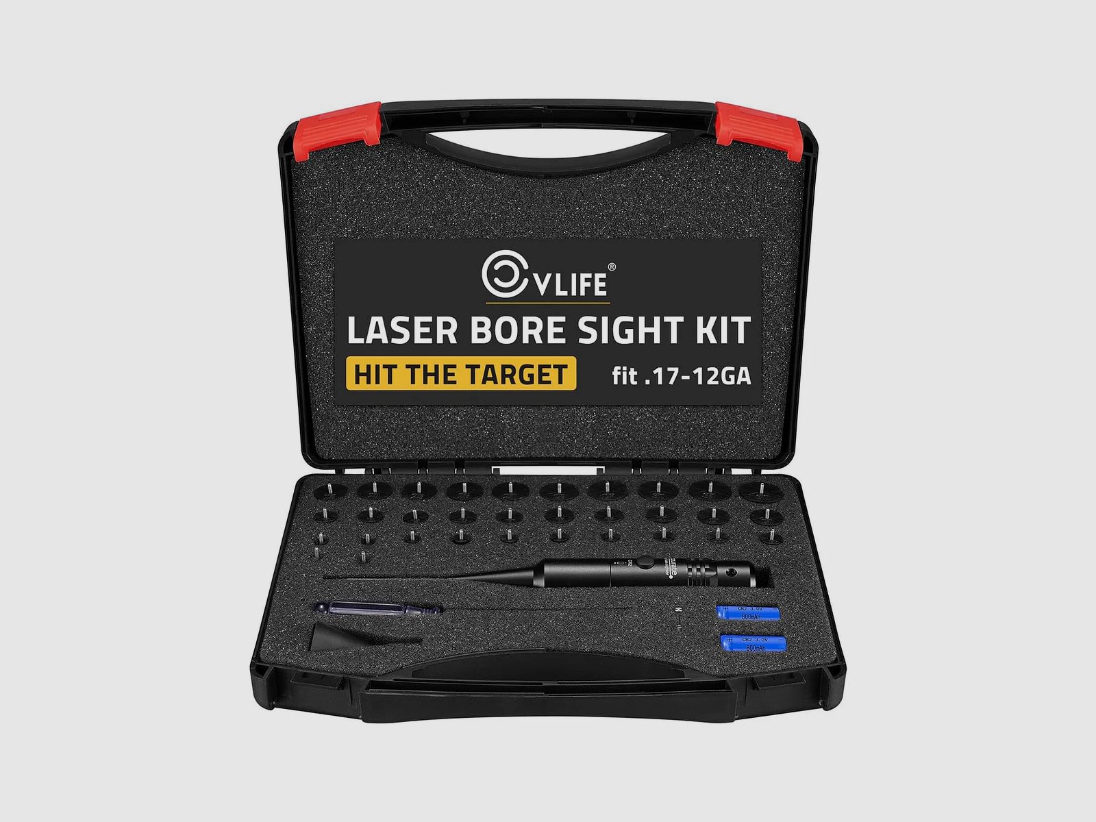 CVLife Bore Sight Laser - 32 Adaptern für Kaliber von 0,17 bis 12GA