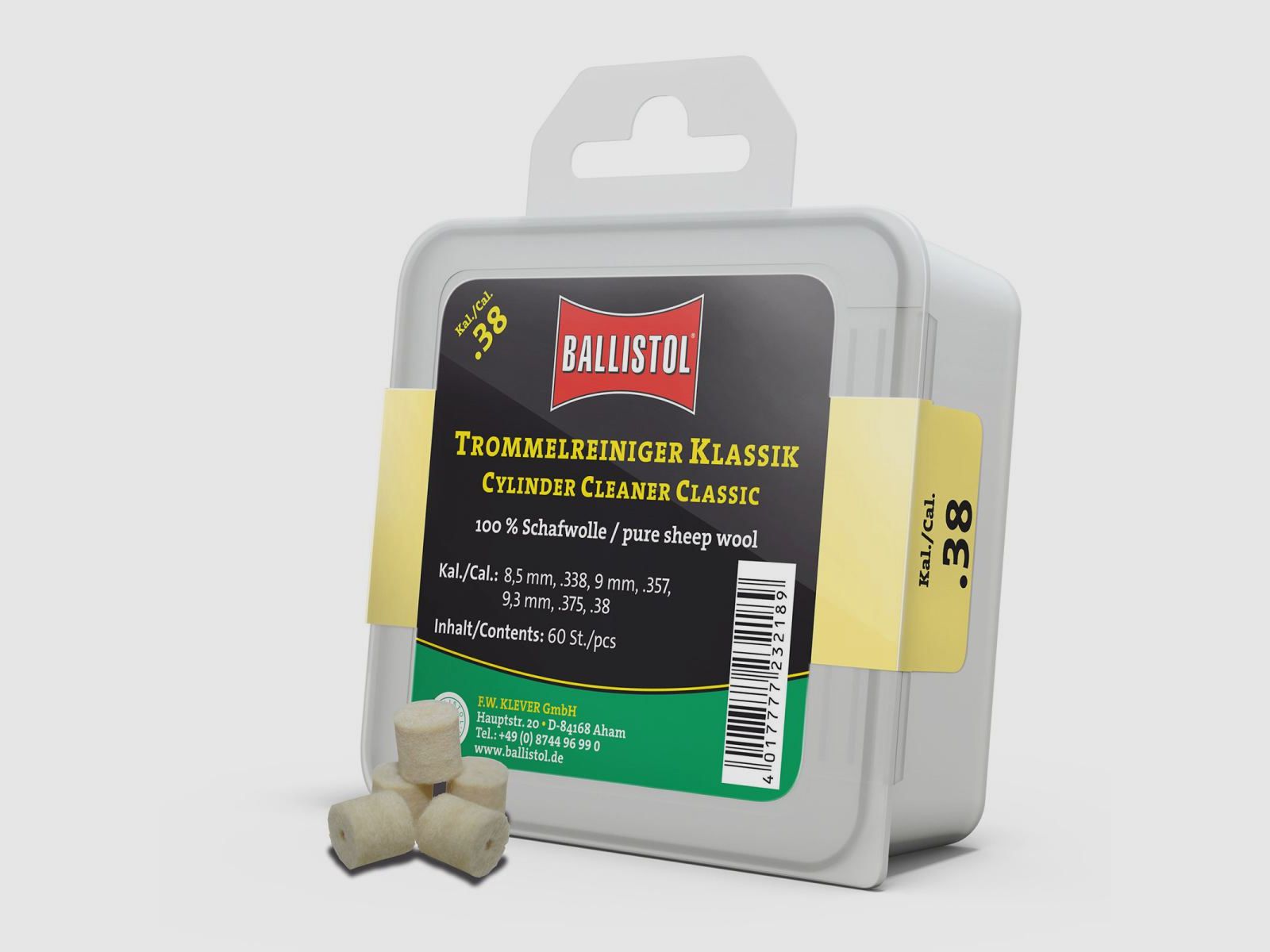 Ballistol Filz-Trommelreiniger Klassik / 60 Stk. / Kal. .38