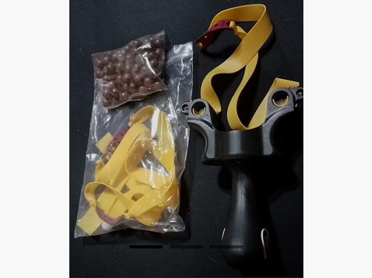 Steinschleuder Zwille neu mit Bio kugeln Munition Ersatz Gummis Bänder