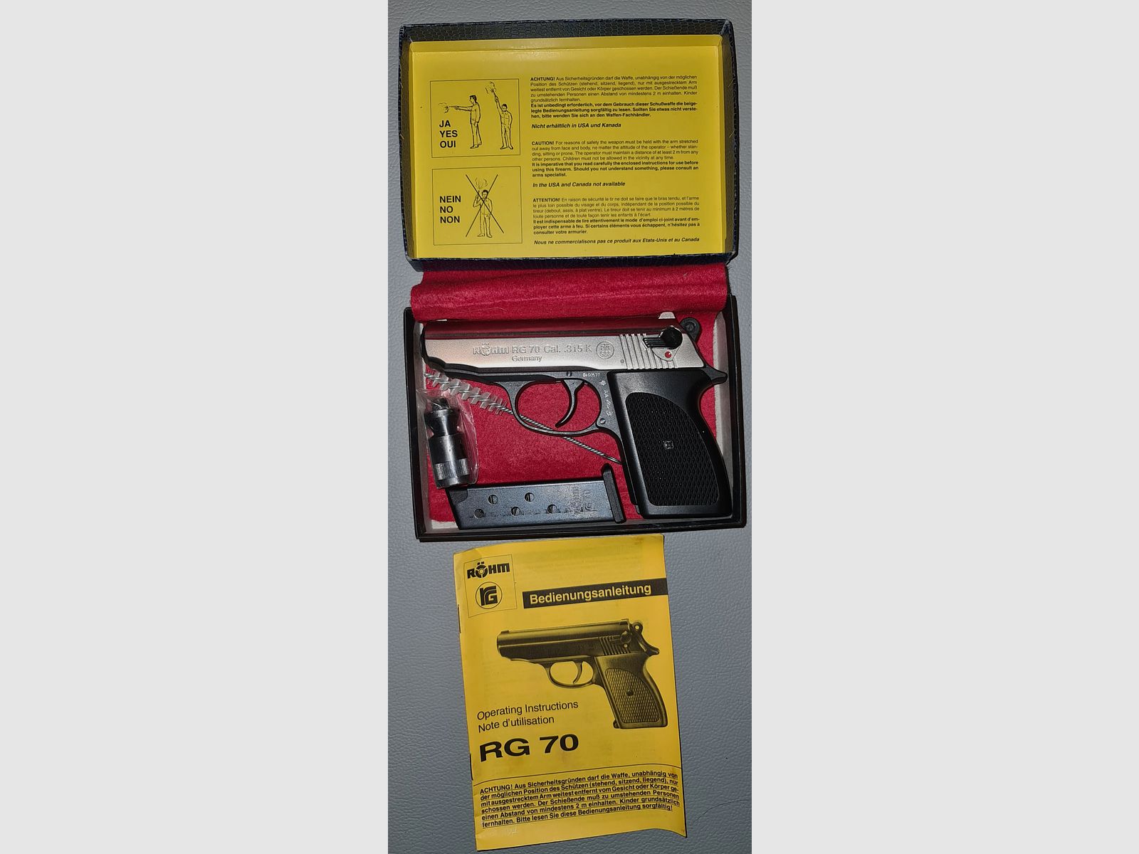 RÖHM RG 70 CROME cal. 315 K / PTB 633 / SAMMLER SCHRECKSCHUSS GAS PISTOLE SILVESTER SELBSTVERTEIDIGUNG 
