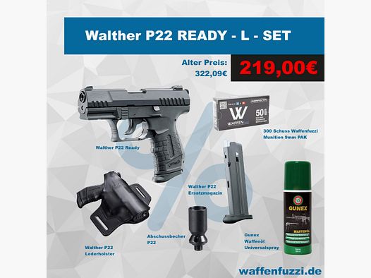 Walther P22 Ready "L" Set de pistolet à blanc Calibre 9mm PAK