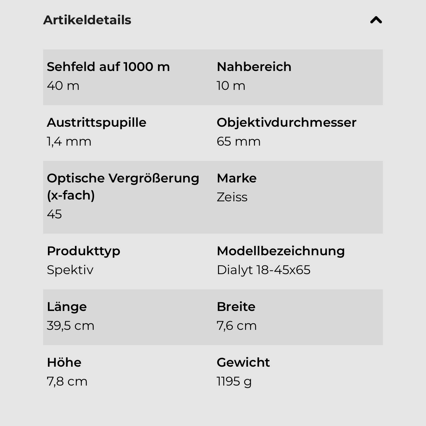 ZEISS Spotting Scope Dialyt 18-45x65 mm