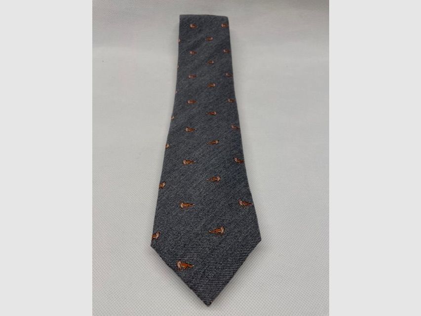 Silk tie in gray with fox