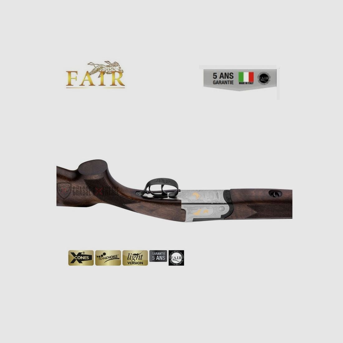 Over-and-under shotgun FAIR Bécassier with Ergal action Silver Cal.12/76 -61cm, image 5 of 5