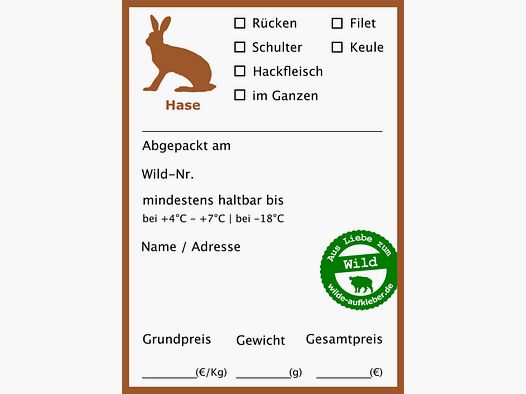 Wildbret-Gefrieretiketten Wilde Aufkleber