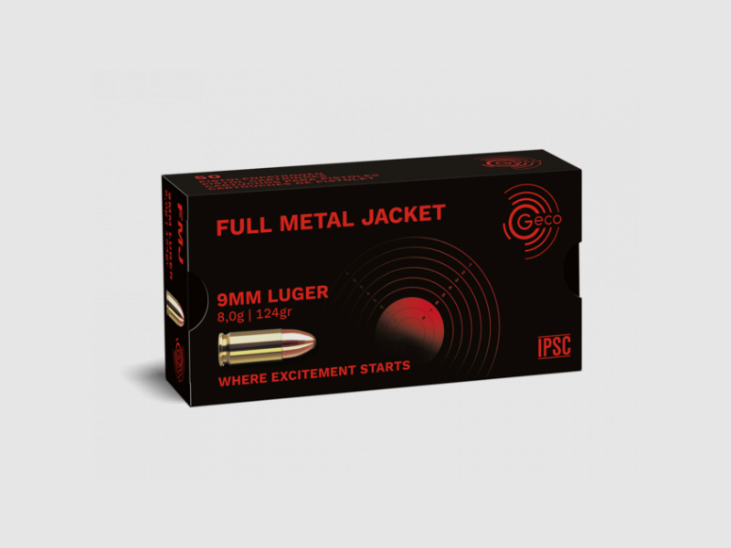 GECO FMJ PATRONEN - 9x19MM / 9 MM LUGER - 124GRS. - 50 STÜCK