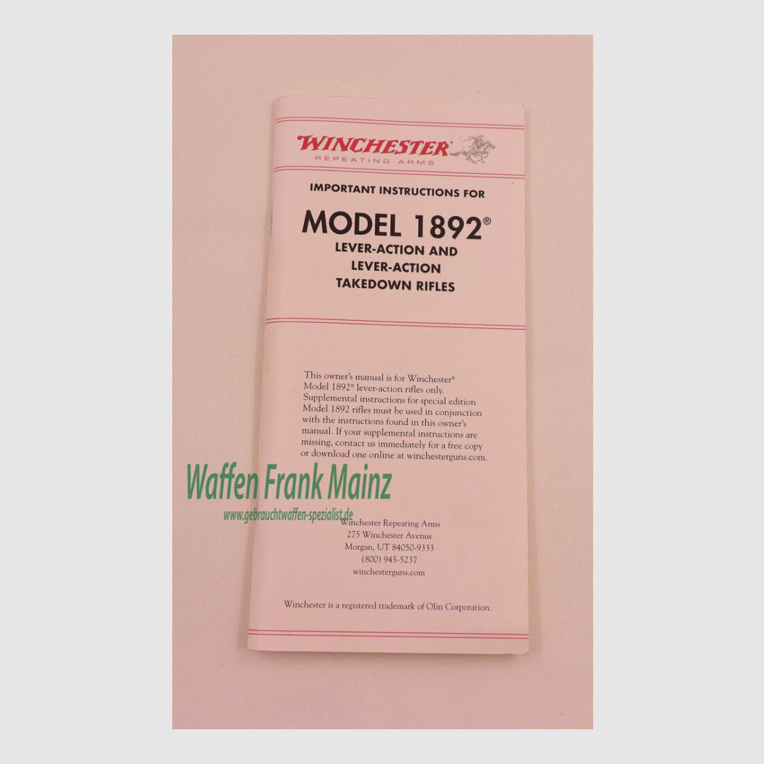 Winchester - USA Operating Instructions Mod. 1892