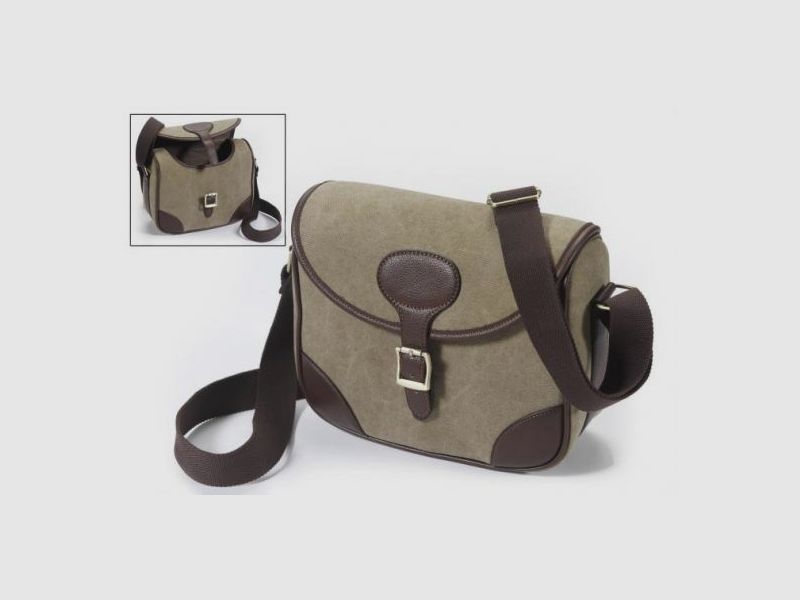 Sac de chasse Fritzmann en toile, simili cuir beige/marron avec boucle