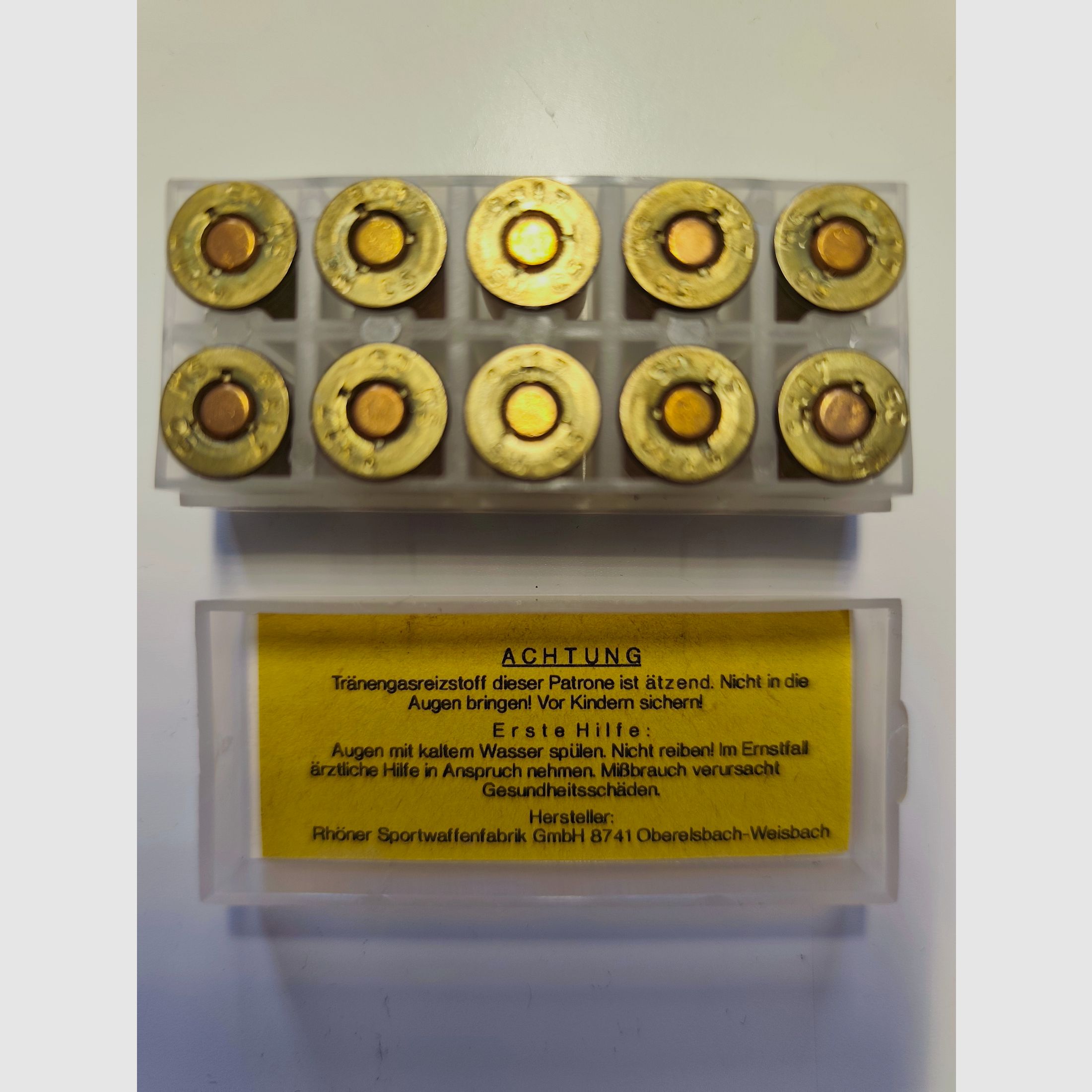 CS gas cartridges 9mm revolver manufacturer SM Rhöner + small pocket knife