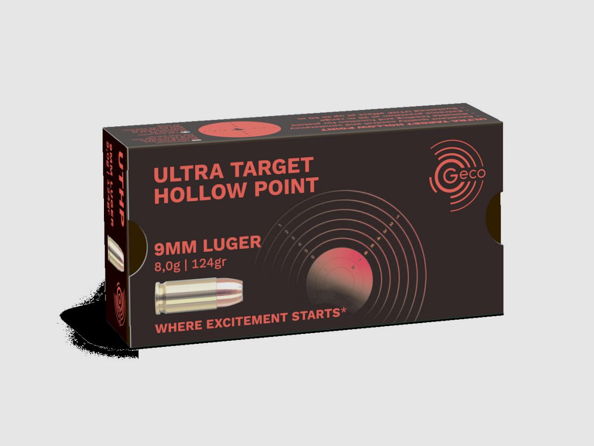 GECO 9mm LUGER 8,0G 124GR ULTRA TARGET HOLLOW POINT (UTHP) BTE50, Bild 2 von 2