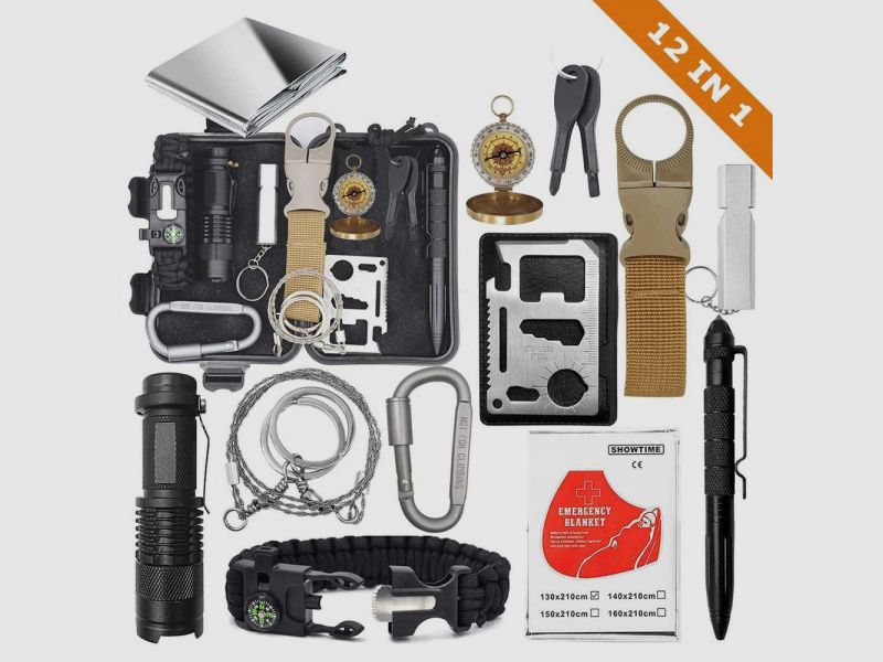 SURVIVAL KIT - WASSERDICHTE BOX - 30-IN-1