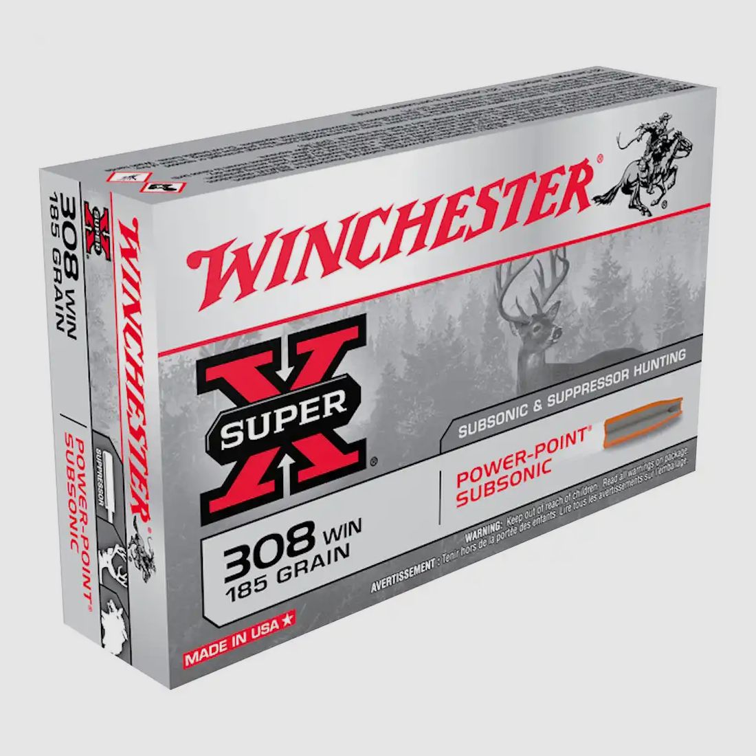 Winchester Super-X .308 Win. 185GR Power Point Subsonic 20 Patronen
