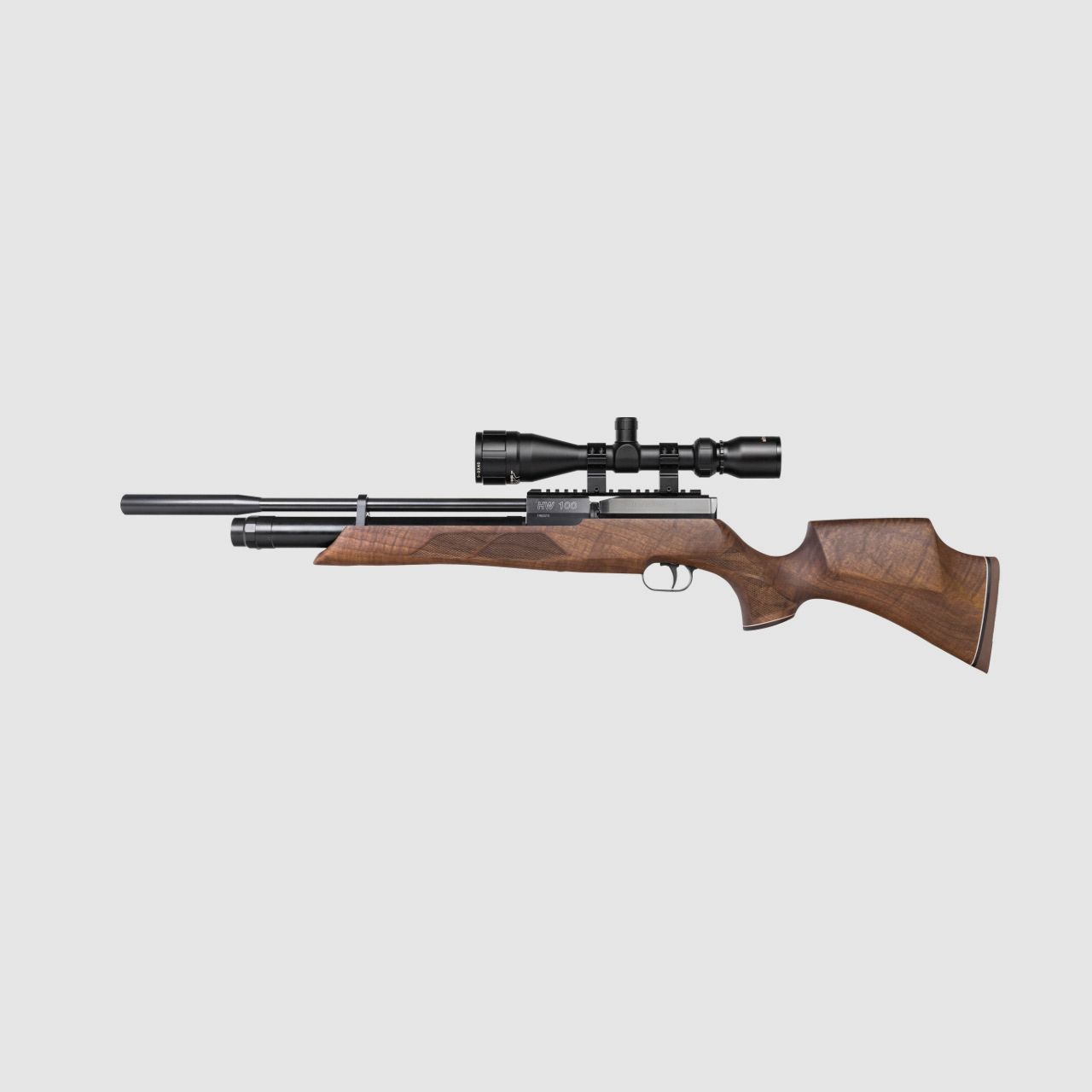 Pressluftgewehr Weihrauch HW 100 S Nussbaumholz-Sportschaft Kompensator Kaliber 4,5 mm (P18)