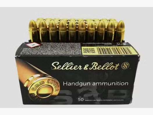 9mm Luger S&B Sellier & Bellot 8,0g/124 grs. VM paquetes individuales 1000 piezas 8,0g/124 grs. VM paquetes individuales 1000 piezas