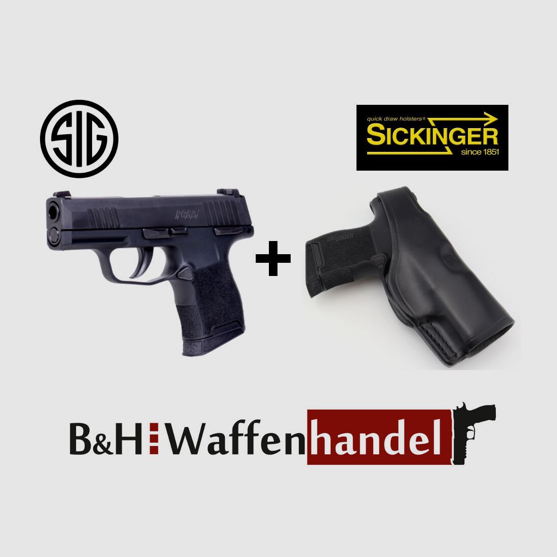 Neuwaffe, auf Lager: Sig Sauer P365 Nitron MS Pistole inkl. Sickinger Leder Holster "G-Man" mit Klemmfeder