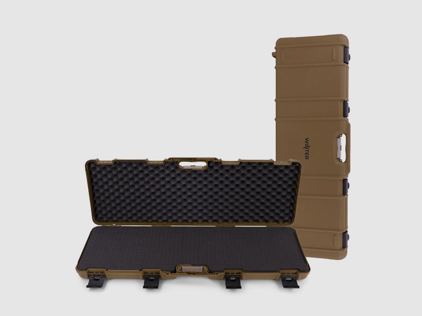 Housse de fusil d'hiver W10 103 cm pour 1 arme longue - plastique PP, 4 verrous push-pull, grille (Coyote)