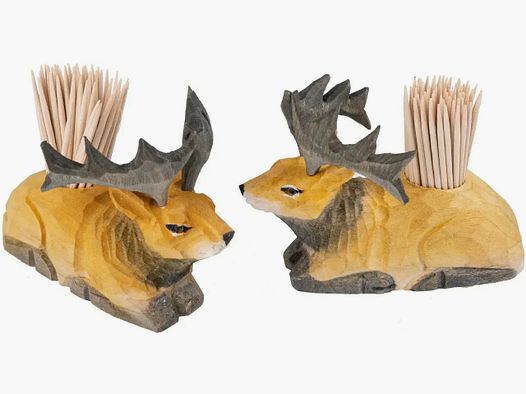 Soporte para palillos ciervo - tallado y pintado a mano