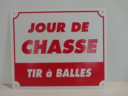 Panneau pvc jour de chasse tir a balles