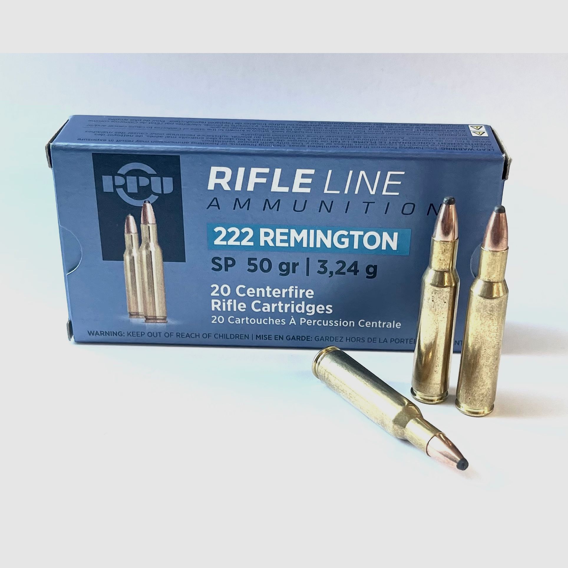 PPU Büchsenpatronen .222 Rem. 3,24g 50grs SP 20 Stück