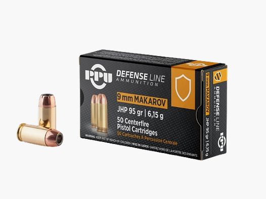 PPU 9MM MAKAROV - 9X18 - 6.15G./95 GRS. - JHP - 50 ROUNDS