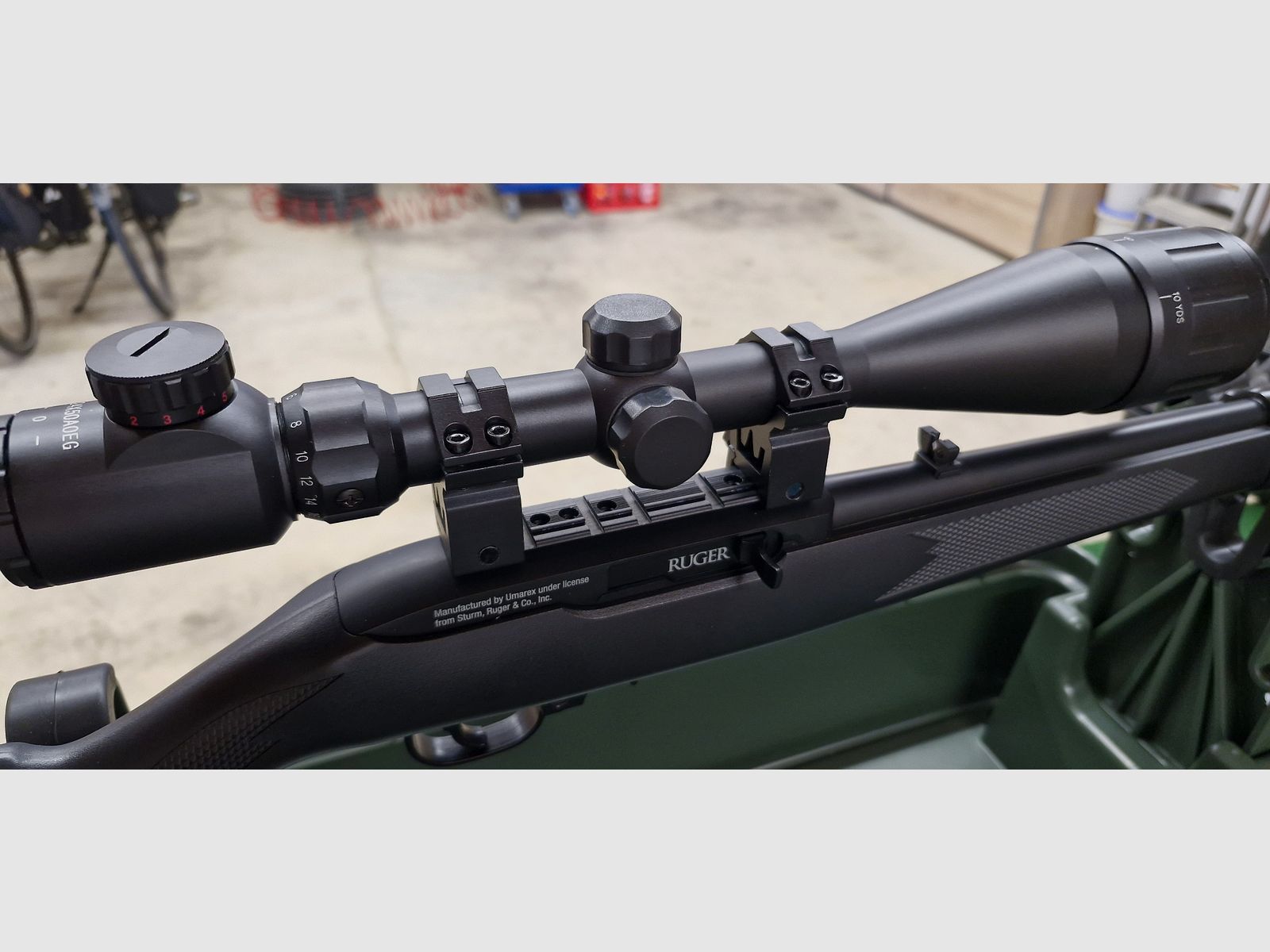 Ruger 10/22 - fucile CO² con caricatore da 10 colpi e cannocchiale, diabolo, accessori