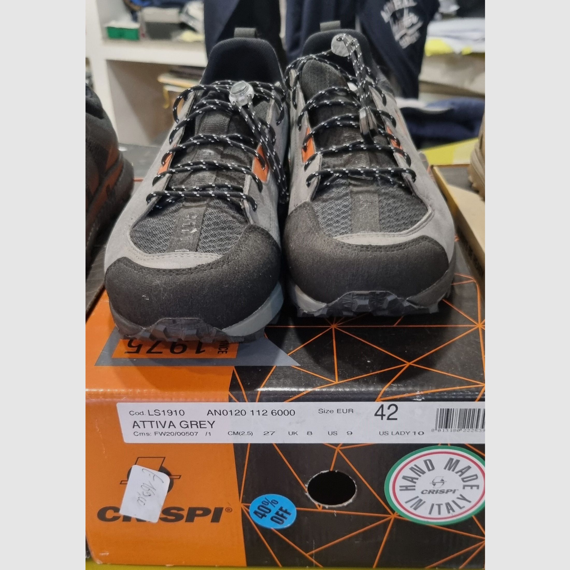 Crispi attiva grau Schuhe EINZIGE GRÖSSE 42
