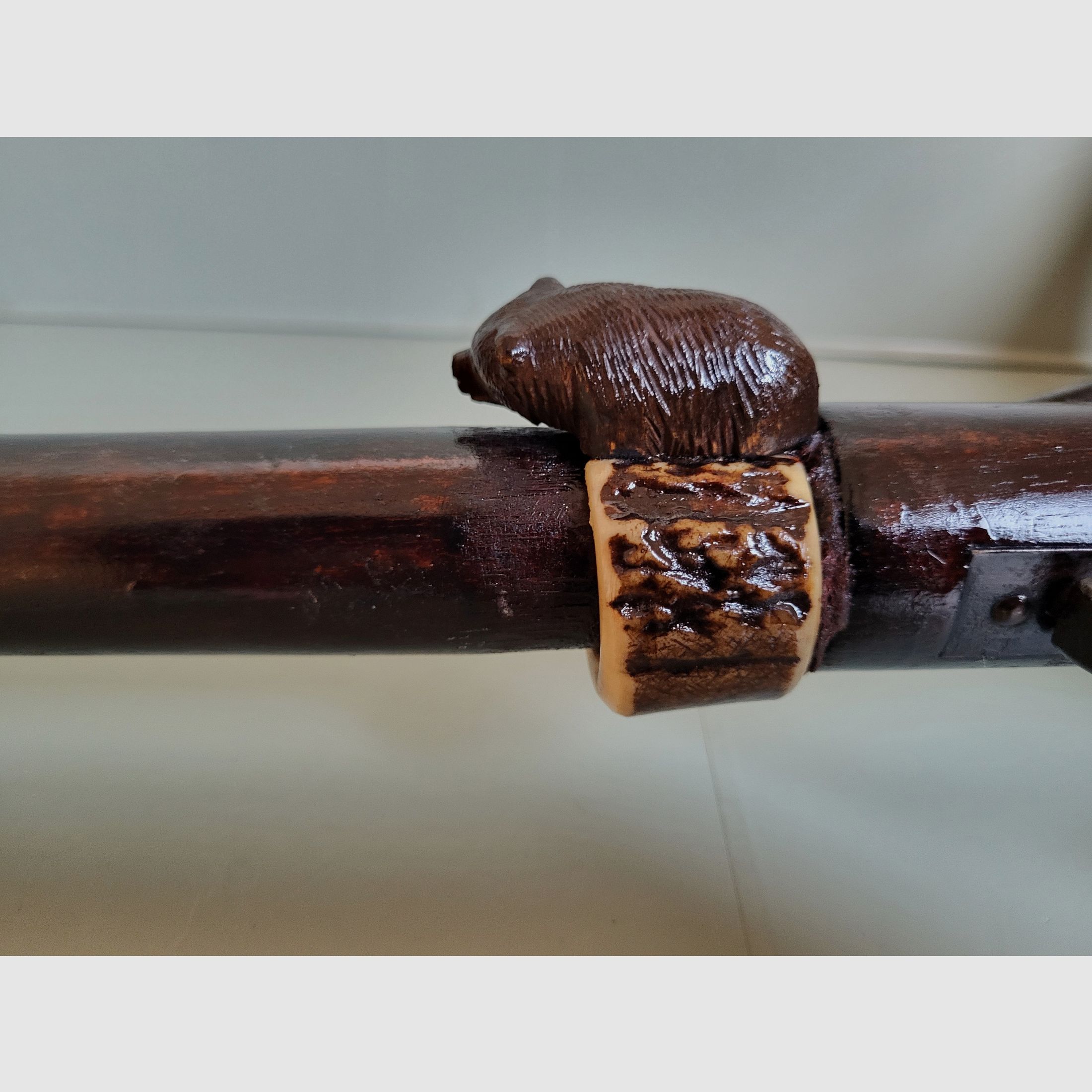 Jagd Spazierstock - Sitz - Bär - Hirschhorn - 1930er Jahre