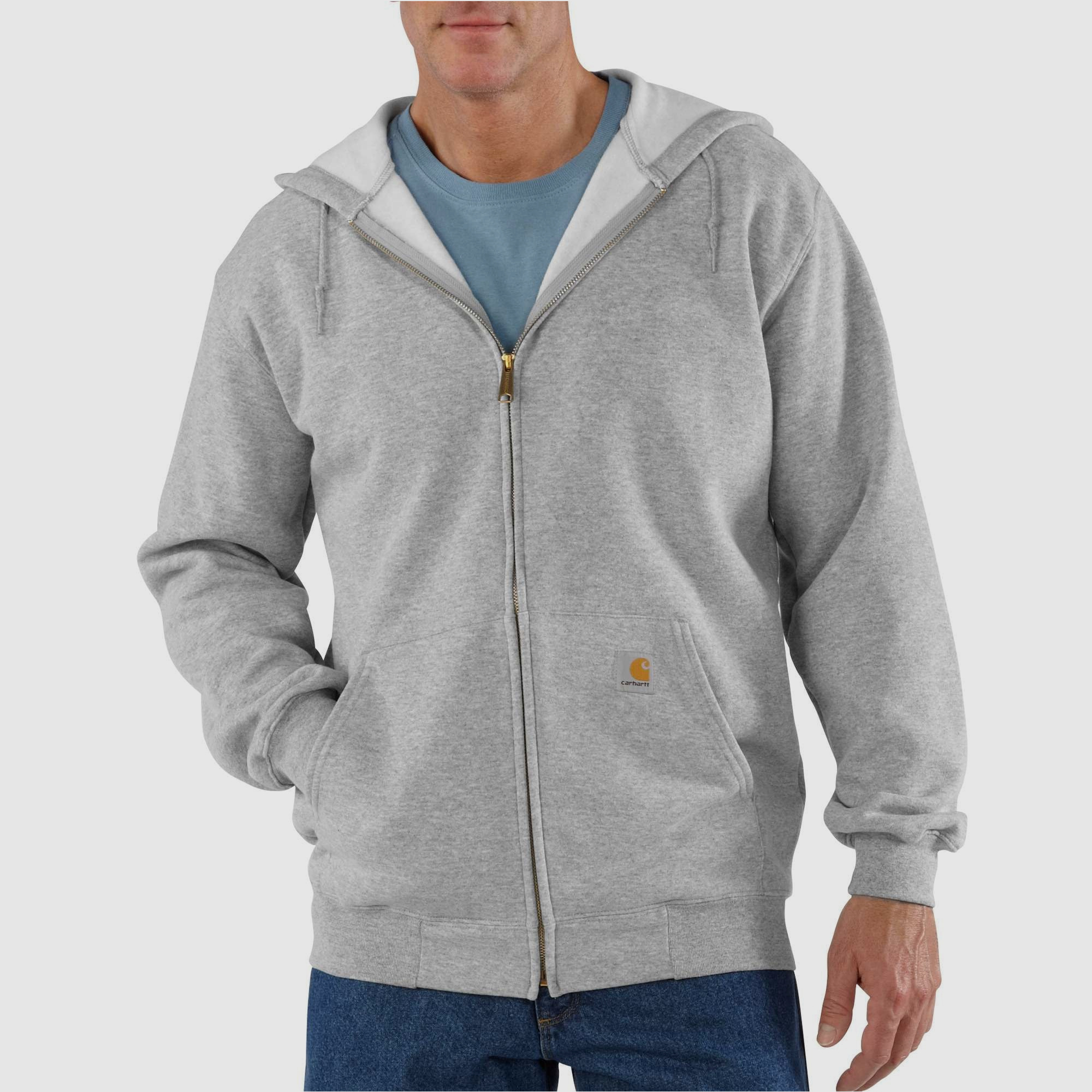 Carhartt Zip Up Hoodie Men's Heather Grey L