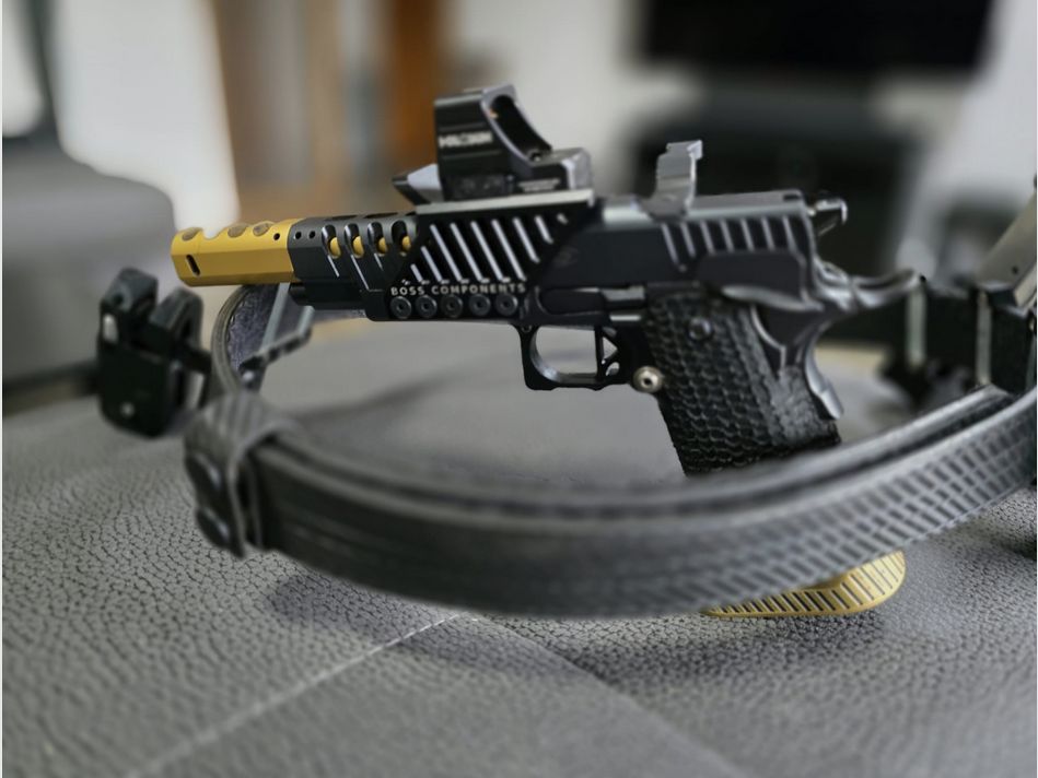 2011 HPS Racegun Open Master 9mm Major + STI Veriegelungsblock für das DAA X Holster + 4x DAA Magazintaschen + Magnet inkl. 4 STI Magazine (je 20 Schuss) + 1000 Geschosse