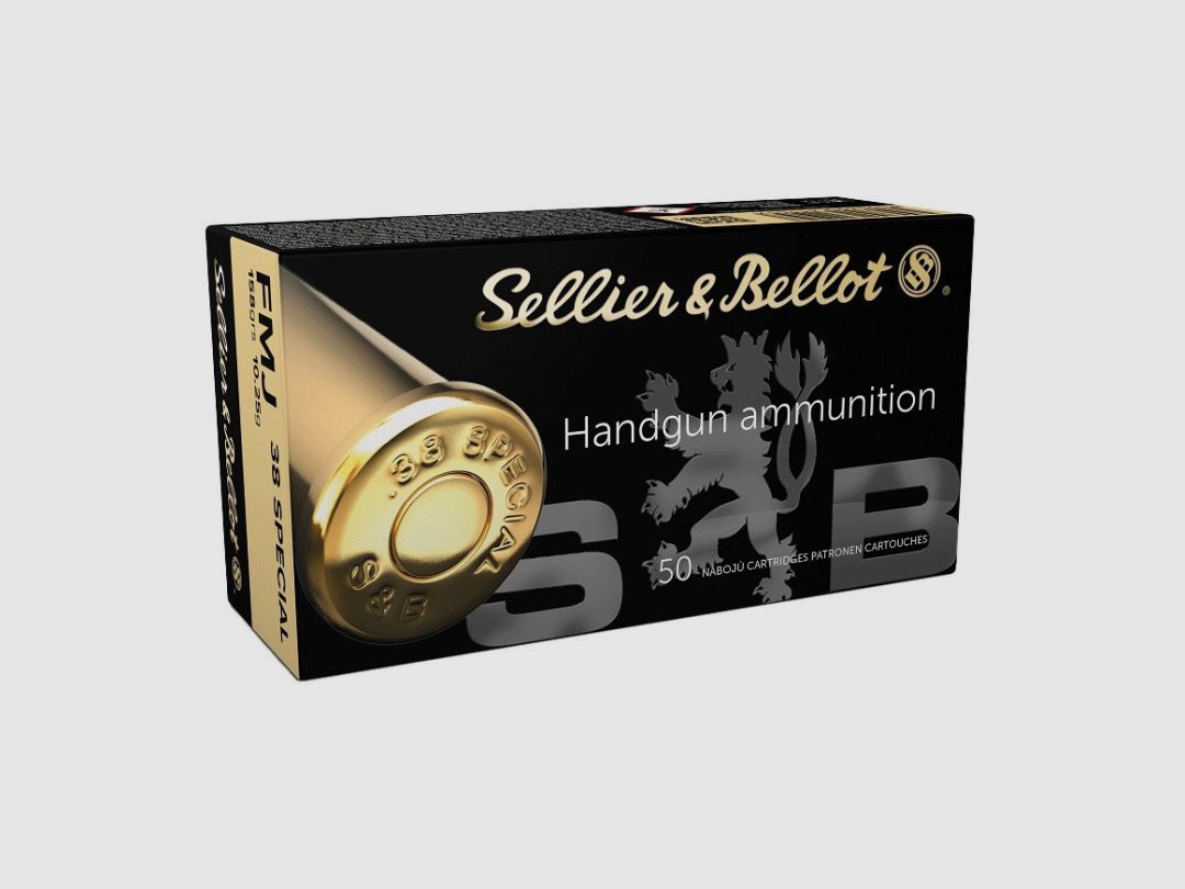 BOX MIT 50 PATRONEN SELLIER BELLOT KAL.38 SPECIAL FMJ 158GR - KATEGORIE B, Bild 1 von 3