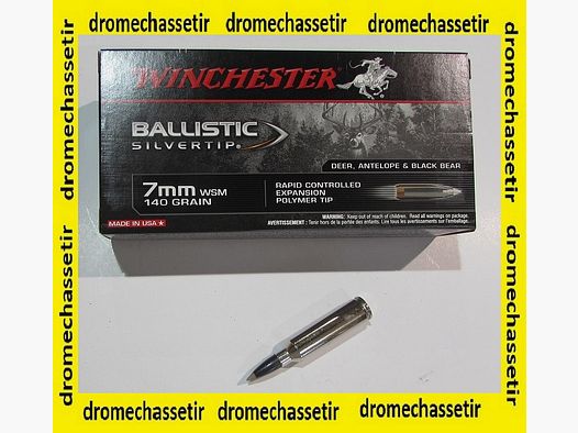 1 Pudełko 20 nabojów 7mm WSM, Winchester Ballistics Silvertip, 140 grains
