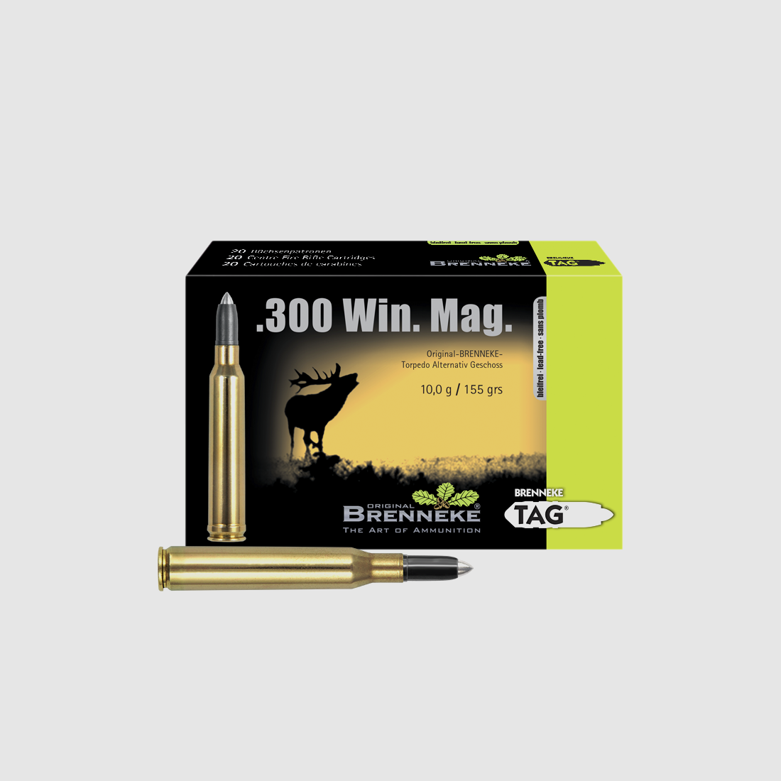 Gewehrpatrone mit TAG® Geschoss - BLEIFREI – .300 Win. Mag., Orig. BRENNEKE TAG 10,0 g VE20