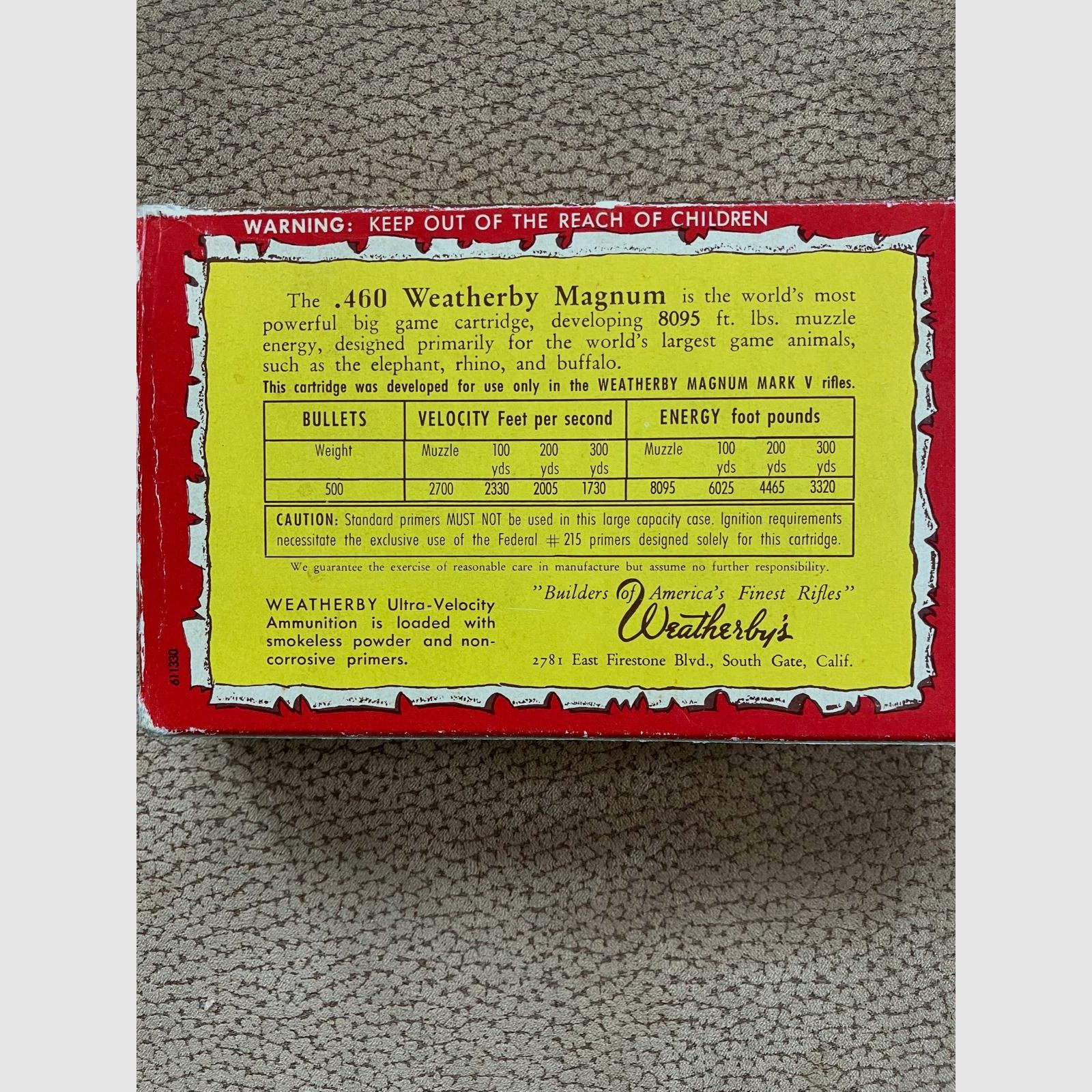 Je vends ma .460 Weatherby avec 80 cartouches.