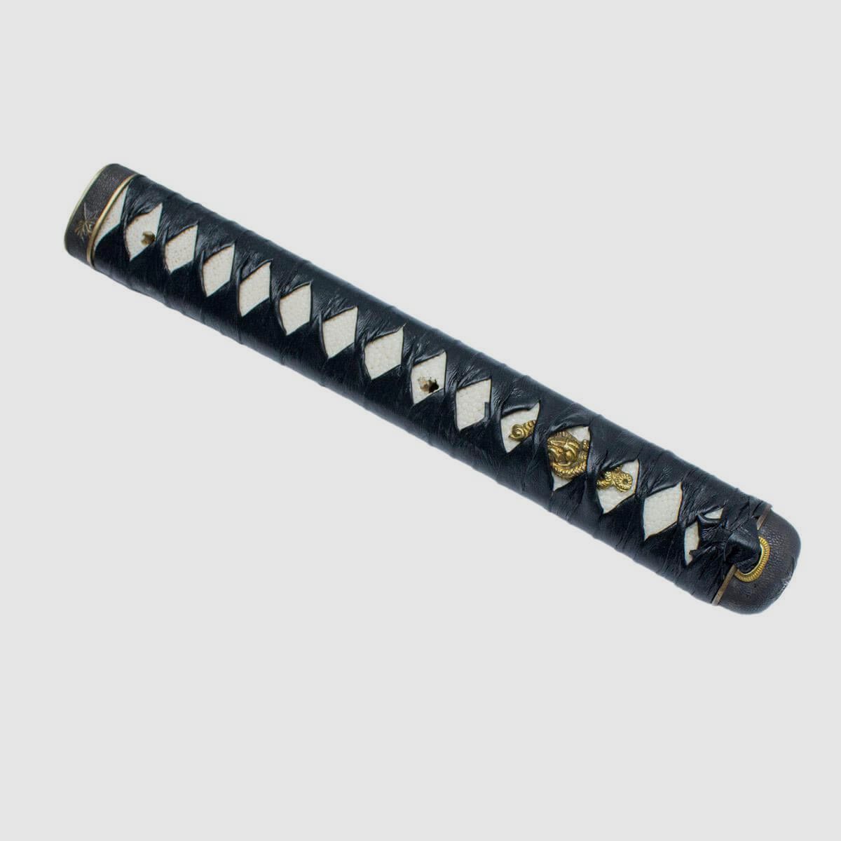 Tsuka Schwertgriff schwarz mit Kunstleder Band