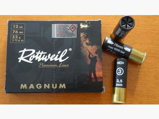 Rottweil: Rottweil: Magnum naboje śrutowe 12/76-3,5mm 52g