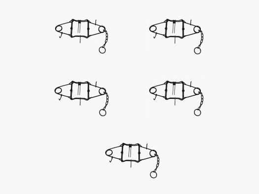 Set of 5 X traps double spring galvanized steel black 13 × 13 cm PHE