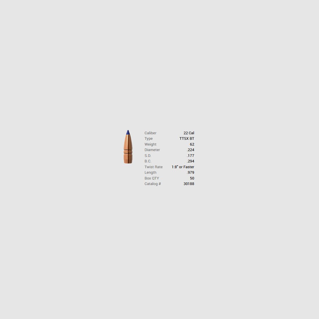 Barnes Geschoss .22/.224 62GR Tipped TSX BT 50 Stück